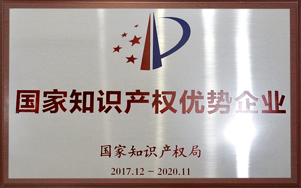 2017年国度知识产权优势企业牌匾